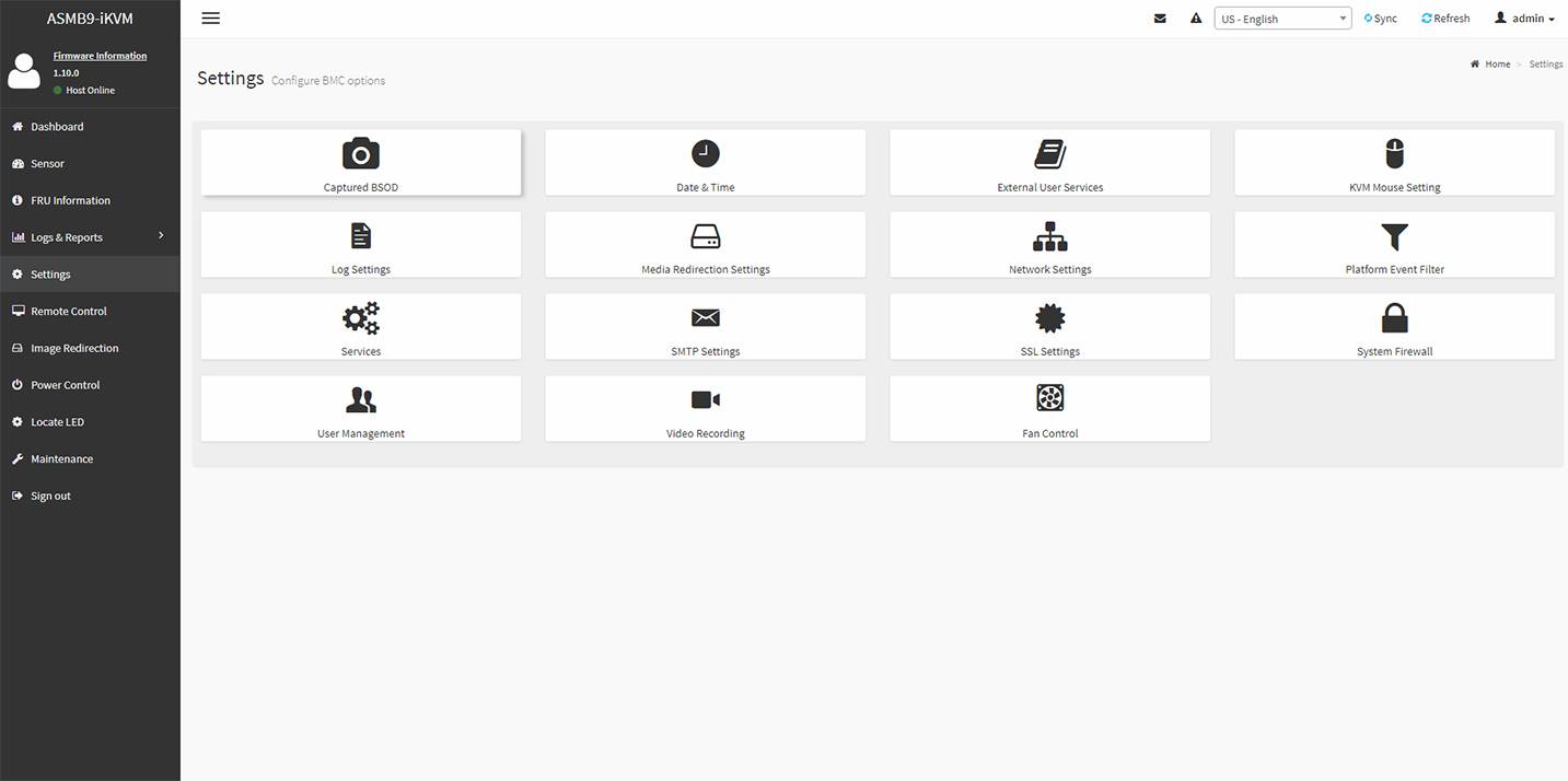 ASMB9-iKVM settings interface