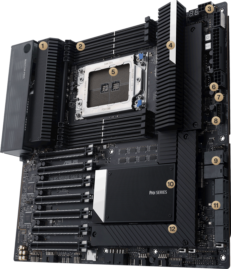 Motherboard right side feature layout